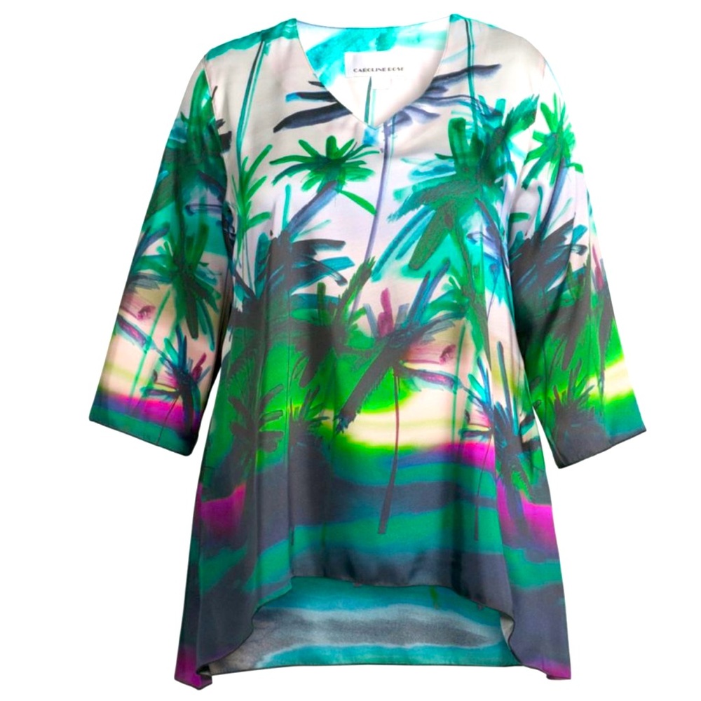 Caroline Rose Colorful Palm Print Tunic Top